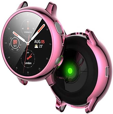 متوافق مع حافظة Samsung Galaxy Watch Active 2 مع واقي شاشة صلب عالي الدقة، غطاء حماية كامل رفيع من الصدمات لساعة Galaxy Watch Active2 (أسود، 40 ملم لـ Active2) in Kuwait