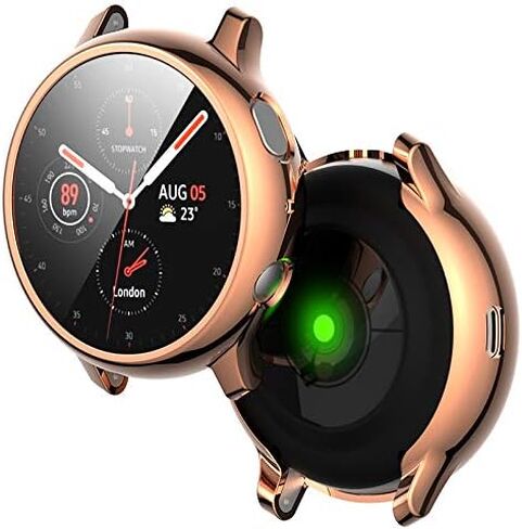 متوافق مع حافظة Samsung Galaxy Watch Active 2 مع واقي شاشة صلب عالي الدقة، غطاء حماية كامل رفيع من الصدمات لساعة Galaxy Watch Active2 (أسود، 40 ملم لـ Active2) in Kuwait