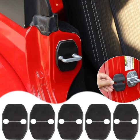 Voodonala Door Lock Covers Protection Trim for Jeep Wrangler JK JKU 2007-2018, for Jeep Grand Cherokee, for Dodge Chrysler, Black, 5PACK in Saudi Arabia