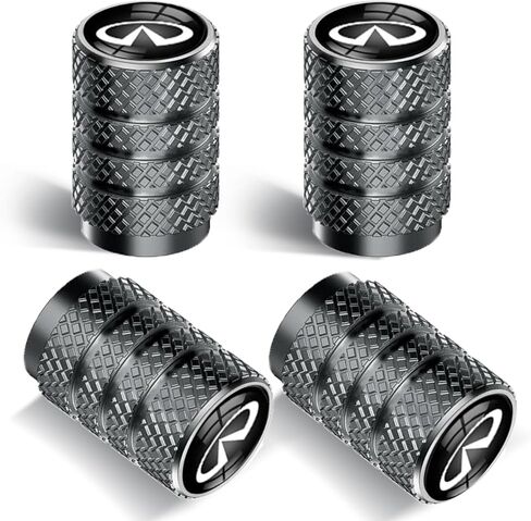 4 قطع غطاء جذعي لصمام إطارات السيارات، غطاء جذعي صمام بتصميم مخطط مستعرض، لسيارة إنفينيتي QX50 Q50 Q70 Q70L Q60 QX30 QX60 سلسلة تزيين السيارة باللون الرمادي in Kuwait