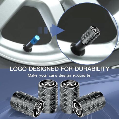 4 قطع غطاء جذعي لصمام إطارات السيارات، غطاء جذعي صمام بتصميم مخطط مستعرض، لسيارة إنفينيتي QX50 Q50 Q70 Q70L Q60 QX30 QX60 سلسلة تزيين السيارة باللون الرمادي in Kuwait