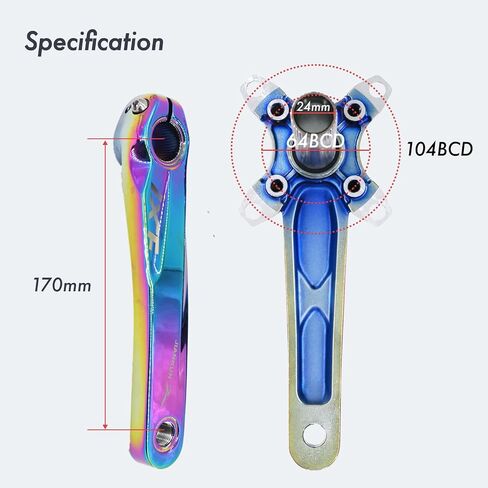 DJC Bike Crankset 104BCD with Chainring BSA Bottom Bracket with Spindle for MTB 1x 2X 3X Speed Mountain Bike Black Red Oilslick 170mm 175mm in Saudi Arabia