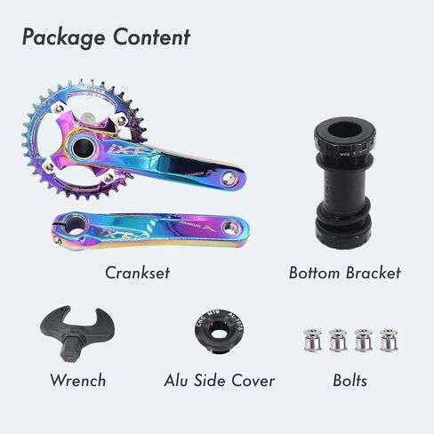 DJC Bike Crankset 104BCD with Chainring BSA Bottom Bracket with Spindle for MTB 1x 2X 3X Speed Mountain Bike Black Red Oilslick 170mm 175mm in Saudi Arabia
