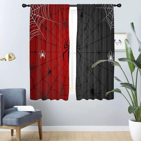 Red Black Window Curtain Panels for Kids Teens Boys Pattern Drapes Rod Pocket 42x 63 Inches Bedroom Curtain Set for Living Room Bathroom Kitchen Decor in Saudi Arabia