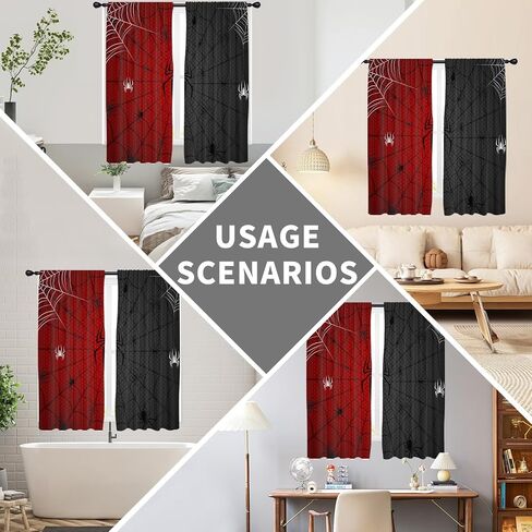 Red Black Window Curtain Panels for Kids Teens Boys Pattern Drapes Rod Pocket 42x 63 Inches Bedroom Curtain Set for Living Room Bathroom Kitchen Decor in Saudi Arabia