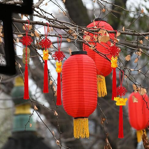 24 Pieces Lunar New Year Tassels Chinese Knot Tassel Chinese New Year Dragon Tassel Ornaments Chinese New Year Feng Shui Tassel Decorations for Home Decoration (Dragon B) in Kuwait