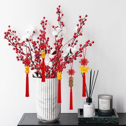 24 Pieces Lunar New Year Tassels Chinese Knot Tassel Chinese New Year Dragon Tassel Ornaments Chinese New Year Feng Shui Tassel Decorations for Home Decoration (Dragon B) in Kuwait