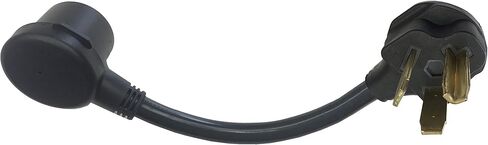 AGB 31-003: كابل محول نحاسي 100% NEMA 10-30P إلى 14-50R (1 قدم 7 بوصة، 30 أمبير، 125/250 فولت تيار متردد) لاستخدامات المجفف أو المركبات الكهربائية أو المركبات الترفيهية، غلاف متين وسلك 8 AWG، أجزاء معتمدة للسلامة in Kuwait