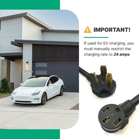 AGB 31-003: كابل محول نحاسي 100% NEMA 10-30P إلى 14-50R (1 قدم 7 بوصة، 30 أمبير، 125/250 فولت تيار متردد) لاستخدامات المجفف أو المركبات الكهربائية أو المركبات الترفيهية، غلاف متين وسلك 8 AWG، أجزاء معتمدة للسلامة in Kuwait