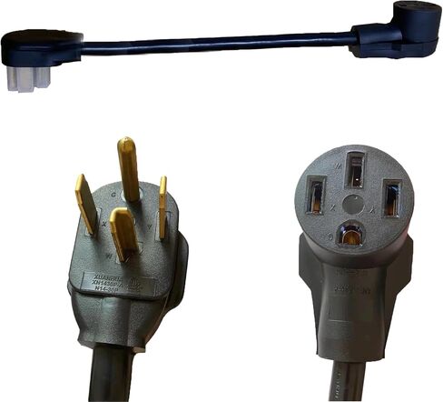 AGB 31-003: 100% Copper NEMA 10-30P to 14-50R Adapter Cable (1ft 7in, 30A, 125/250 VAC) for Dryer, EV, or RV uses, Durable casing and 8 AWG Wire, Safety Certified Parts in Saudi Arabia