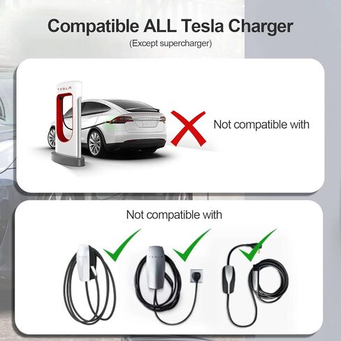 محول ThinSGO J1772 EVs محول شاحن Tesla إلى J1772، بحد أقصى 48 أمبير و250 فولت تيار متردد متوافق مع موصل الحائط عالي الطاقة من Tesla، شاحن الوجهة، موصل الهاتف المحمول (أسود) in Kuwait