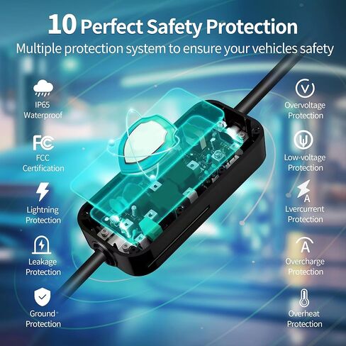 شاحن EV المستوى 2 بقدرة 9.6 كيلو وات لسيارات Tesla J1772 EVs، شاحن سيارة كهربائي محمول 40A/240V/25ft مع شهادة UL، قابس NEMA 14-50، تيار قابل للتعديل والشحن المجدول in Kuwait