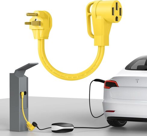 dé [محول مجفف تسلا 3 شقوق 50 أمبير، محول NEMA 6-50 إلى 14-50 للمركبات الكهربائية، منفذ النطاق/الفرن إلى محول شاحن EV لشحن المستوى 2 EV، الشحن طوال الليل في المنزل - سلك 6/2+8/1 AWG in Kuwait