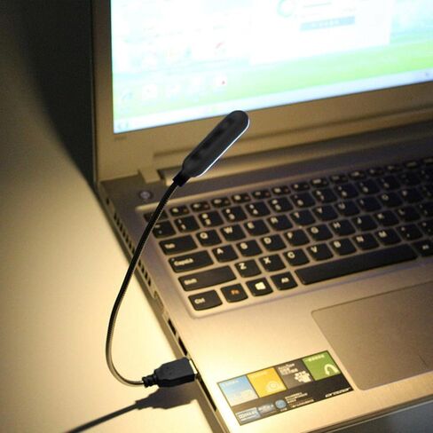 مصباح قراءة USB، مصباح قراءة صغير للكمبيوتر المحمول، منفذ USB ضوء ليلي LED ساطع لأجهزة الكمبيوتر المحمول وسطح المكتب والكمبيوتر الشخصي ولوحة مفاتيح الكمبيوتر (أسود، الحجم: ضوء أبيض دافئ) in Saudi Arabia