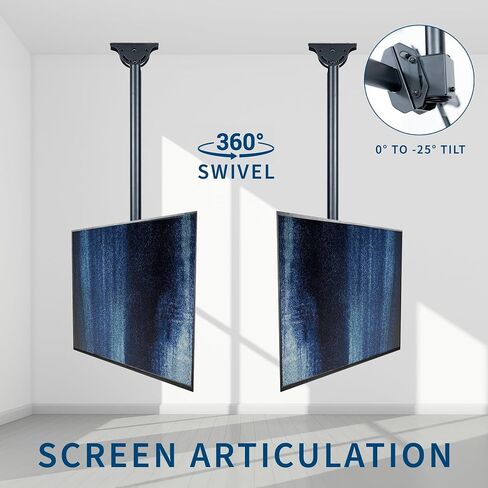 VIVO Ceiling TV Mount for 37 to 90 inch Screens, Telescoping Height Adjustment with 5ft Extension Pole, Fits Pitched/Vaulted Roof, VESA up to 800x400, Black, MOUNT-VC90-5 in Saudi Arabia