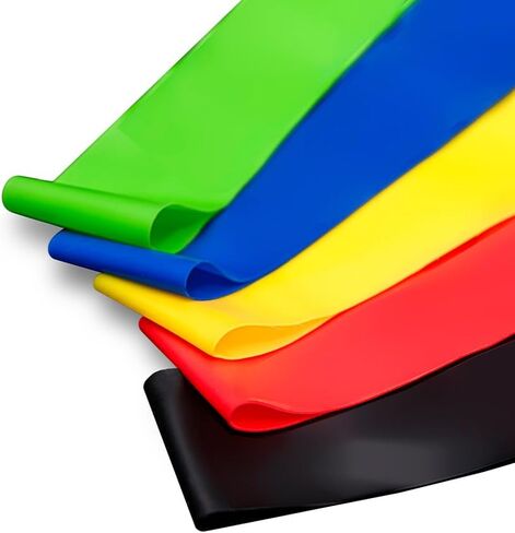 مجموعة أربطة مقاومة للرجال والنساء، 5 أربطة تدريب مختلفة لمستويات القوة، معدات لياقة بدنية للتدريب في المنزل، تمدد الجسم وتدريب العضلات - تتضمن حقيبة حمل (مجموعة من خمسة) in Kuwait