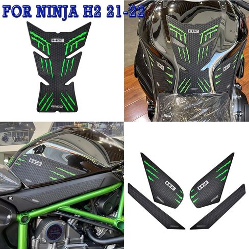 لـ 2022 Ninja H2 21-22 مقابض خزان الوقود للدراجات النارية وسادة جر جانبية هوائية للركبة ملصق رائع مضاد للانزلاق التصاق فائق 3M 2022 Ninja h2 ملحقات in Kuwait
