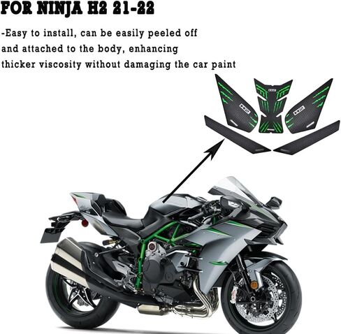 لـ 2022 Ninja H2 21-22 مقابض خزان الوقود للدراجات النارية وسادة جر جانبية هوائية للركبة ملصق رائع مضاد للانزلاق التصاق فائق 3M 2022 Ninja h2 ملحقات in Kuwait