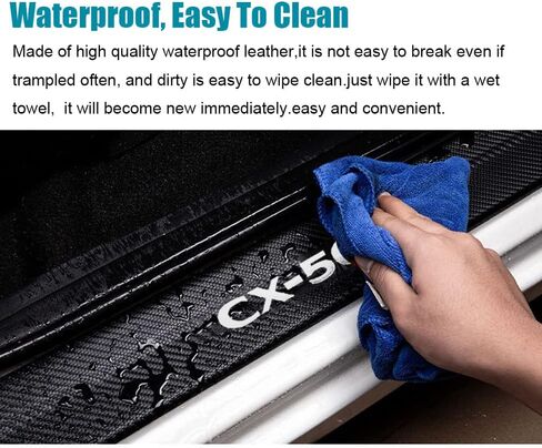 LEXLEY For Mazda 2023 2024 CX-50 CX50 Carbon Fiber Style Leather Door Sill Protector Anti-Dirty Scuff Plate Cover Guard Sills Protector Trim,Welcome Pedal Protect 4PCS -SLIVER in Kuwait
