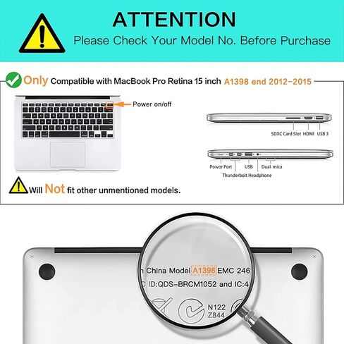 MOSISO Plastic Hard Shell Case Cover Only Compatible Older Version MacBook Pro Retina 15 Inch (Model: A1398) (2015 - end 2012 Release), Black in Saudi Arabia