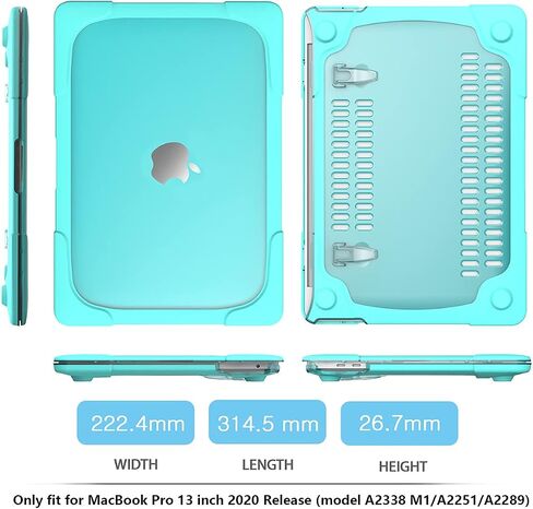 حافظة CISSOOK شديدة التحمل مضادة للصدمات لجهاز MacBook Pro 13 بوصة 2023 2022 2021 2020 إصدار A2338 M2 M1 A2251 A2289، حافظة صلبة بمسند مع غطاء لوحة مفاتيح لجهاز MacBook Pro 13 - تركواز in Saudi Arabia