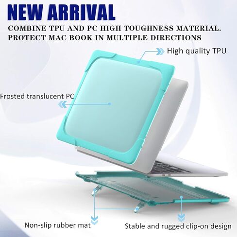 حافظة CISSOOK شديدة التحمل مضادة للصدمات لجهاز MacBook Pro 13 بوصة 2023 2022 2021 2020 إصدار A2338 M2 M1 A2251 A2289، حافظة صلبة بمسند مع غطاء لوحة مفاتيح لجهاز MacBook Pro 13 - تركواز in Saudi Arabia