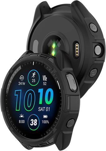 حافظة FitTurn متوافقة مع ساعة Garmin Forerunner 965 الذكية - حافظة واقية متينة بديلة [بدون واقي شاشة] إطار غطاء واقٍ ممتص للصدمات من مادة TPU (أسود*3) in Kuwait