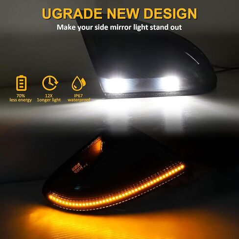 Bestview LED مرآة بدوره إشارة البركة مصابيح الضوء ل2010-2018 دودج رام 1500 2500 3500 الكلاسيكية 2019 2020 2021 مجموعة شاحنة بيك اب، العنبر الديناميكي والأبيض (حزمة من 2) in Saudi Arabia