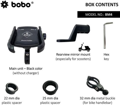 BOBO BM4 Jaw-Grip Waterproof Bike/Motorcycle/Scooter Mobile Phone Holder Mount, Ideal for Maps and GPS Navigation (Black) in Saudi Arabia