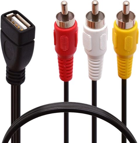 USB to 3 RCA Cable USB 2.0 Female to 3RCA Male Video AV Camcorder Adapter Cord for TV PC DVD (1.5m Long) in Saudi Arabia