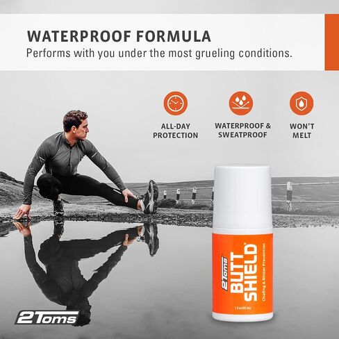 2Toms ButtShield, All-Day Anti Chafe and Blister Prevention, Waterproof and Sweatproof Protection from Saddle Sore Chafing and Skin Irritation, 1.5 Ounce Bottle in Saudi Arabia
