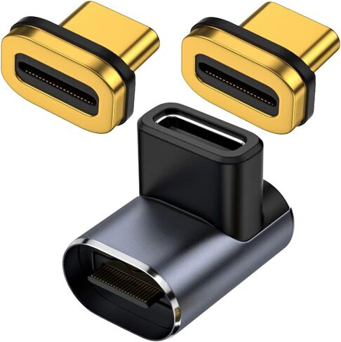 محول USB C مغناطيسي بزاوية 90 درجة من AuviPal مع رأسين موصل مغناطيسي لسطح البخار والمحول والكمبيوتر المحمول والكمبيوتر اللوحي والهواتف والمزيد من الأجهزة من النوع C in Kuwait