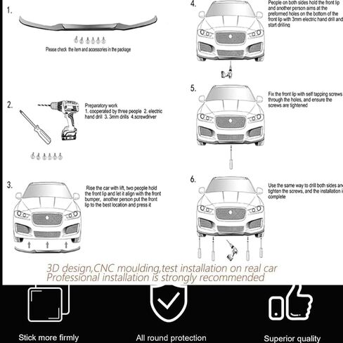 3pcs فورد موستانج الجبهة الوفير الشفاه متوافق مع 2015 2016 2017 فورد موستانج المصد الأمامي السفلي الستارة حامي الجسم عدة الفاصل الشفاه رسمت ألياف الكربون ABS in Kuwait
