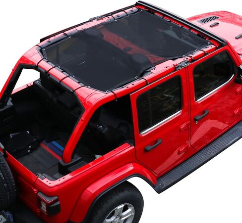 Sunshade for 2018-2023 Jeep Wrangler JL JLU 2 Door 4 Door Front Mesh Sun Shade JL Sunshade Bikini Soft Top Roof Cover Net Accessories, Blocks UV, Wind, Noise, Black in Saudi Arabia