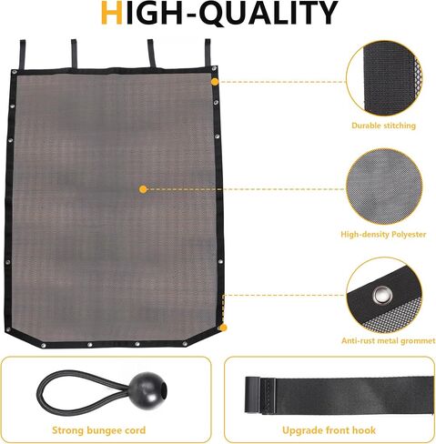 Sunshade for 2018-2023 Jeep Wrangler JL JLU 2 Door 4 Door Front Mesh Sun Shade JL Sunshade Bikini Soft Top Roof Cover Net Accessories, Blocks UV, Wind, Noise, Black in Saudi Arabia