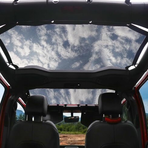 Sunshade for 2018-2023 Jeep Wrangler JL JLU 2 Door 4 Door Front Mesh Sun Shade JL Sunshade Bikini Soft Top Roof Cover Net Accessories, Blocks UV, Wind, Noise, Black in Saudi Arabia