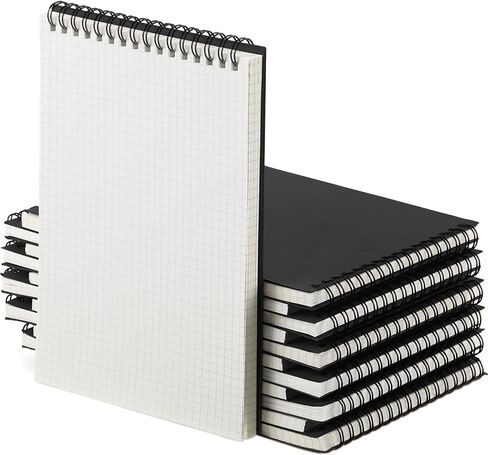 Graph Paper Spiral Notepad A5 Top Wirebound Notepad Grid Notebook Steno Pads Memo Notebook Grid Paper 140 Pages for Writing Sketching Drawing Office Supplies(Black,2 Pack) in Saudi Arabia