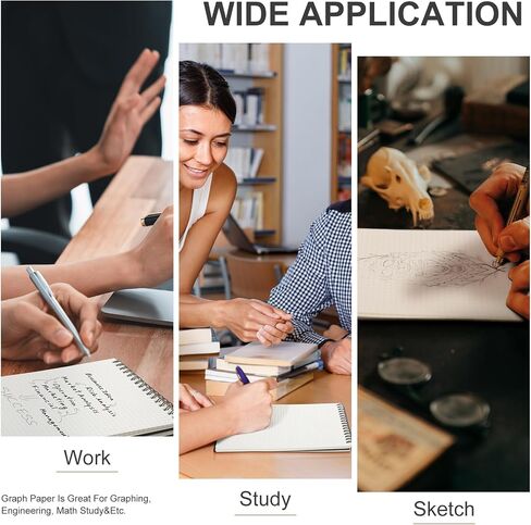 Graph Paper Spiral Notepad A5 Top Wirebound Notepad Grid Notebook Steno Pads Memo Notebook Grid Paper 140 Pages for Writing Sketching Drawing Office Supplies(Black,2 Pack) in Saudi Arabia