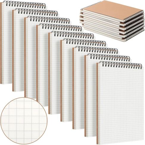 Graph Paper Spiral Notepad A5 Top Wirebound Notepad Grid Notebook Steno Pads Memo Notebook Grid Paper 140 Pages for Writing Sketching Drawing Office Supplies(Black,2 Pack) in Saudi Arabia