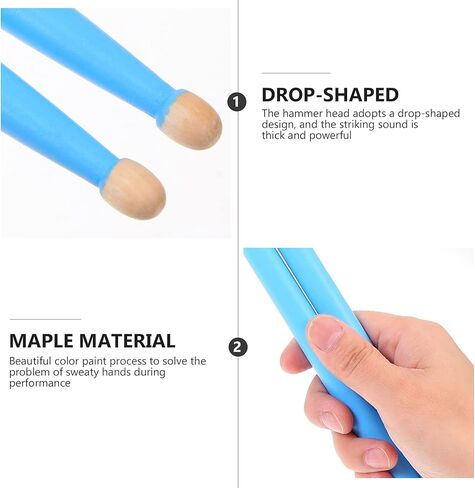 Happyyami 2 أزواج 5a أعواد الطبل من النايلون، أعواد الطبل من خشب القيقب، أعواد الطبل الناعمة للأطفال والكبار in Kuwait