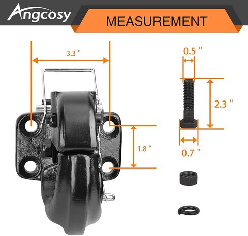 10-Ton Pintle Hook Trailer Hitches Receiver Hook for 2-1/2 Inch Lunette Ring with Mounting Kit, 20000 lbs in Kuwait