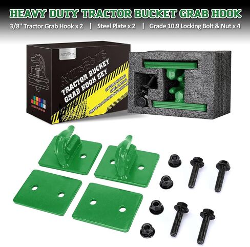 AUTOBOTS 3/8" Tractor Bucket Grab Hook (2 Pack), 15,000lbs Break Strength Grab Hooks with Grade 70 Forged Steel Bolt Compatible for John-Deere Truck UTV ATV Tractor Bucket(Black) in Saudi Arabia