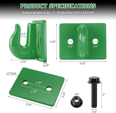 AUTOBOTS 3/8" Tractor Bucket Grab Hook (2 Pack), 15,000lbs Break Strength Grab Hooks with Grade 70 Forged Steel Bolt Compatible for John-Deere Truck UTV ATV Tractor Bucket(Black) in Saudi Arabia