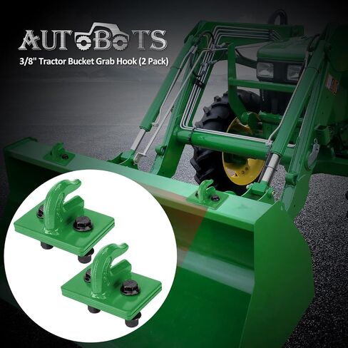 AUTOBOTS 3/8" Tractor Bucket Grab Hook (2 Pack), 15,000lbs Break Strength Grab Hooks with Grade 70 Forged Steel Bolt Compatible for John-Deere Truck UTV ATV Tractor Bucket(Black) in Saudi Arabia