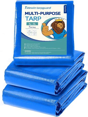 Blue Tarp Waterproof Outdoor Cover 6x8 - 7 Mil Lightweight Tarps Durable Poly Tarpaulin for Rain,Pool Cover and Camping Tent (Blue,6x8 Feet), Blue/Blue (BLUE/BLUE-6x8) in Saudi Arabia