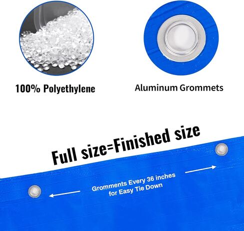 Blue Tarp Waterproof Outdoor Cover 6x8 - 7 Mil Lightweight Tarps Durable Poly Tarpaulin for Rain,Pool Cover and Camping Tent (Blue,6x8 Feet), Blue/Blue (BLUE/BLUE-6x8) in Saudi Arabia
