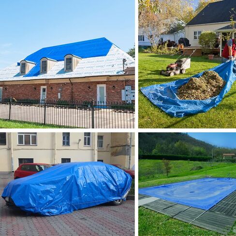 Blue Tarp Waterproof Outdoor Cover 6x8 - 7 Mil Lightweight Tarps Durable Poly Tarpaulin for Rain,Pool Cover and Camping Tent (Blue,6x8 Feet), Blue/Blue (BLUE/BLUE-6x8) in Saudi Arabia