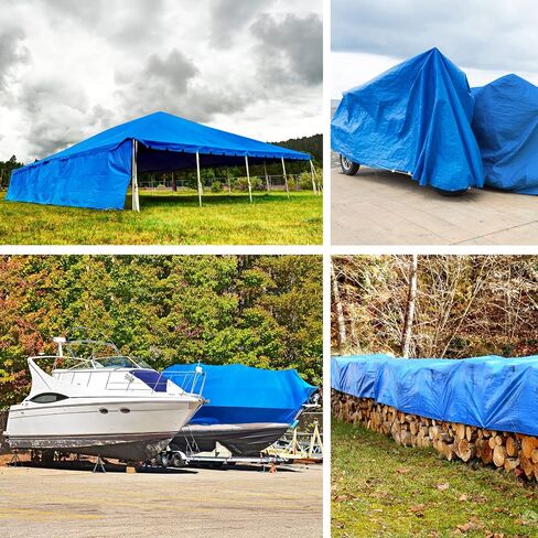 Blue Tarp Waterproof Outdoor Cover 6x8 - 7 Mil Lightweight Tarps Durable Poly Tarpaulin for Rain,Pool Cover and Camping Tent (Blue,6x8 Feet), Blue/Blue (BLUE/BLUE-6x8) in Saudi Arabia