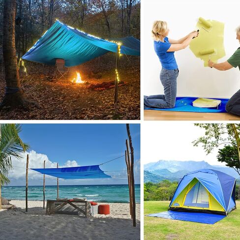 Blue Tarp Waterproof Outdoor Cover 6x8 - 7 Mil Lightweight Tarps Durable Poly Tarpaulin for Rain,Pool Cover and Camping Tent (Blue,6x8 Feet), Blue/Blue (BLUE/BLUE-6x8) in Saudi Arabia