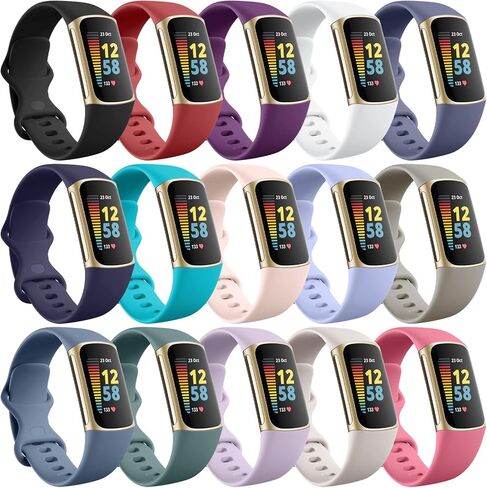 15 حزمة من Witzon متوافقة مع Fitbit Charge 5 6 Bands للنساء والرجال، أساور معصم بديلة من السيليكون قابلة للتنفس وسوار ساعة رياضية للشحن 5 6 جهاز تتبع اللياقة البدنية المتقدم، صغير وكبير in Saudi Arabia